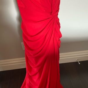 Strapless long red dress